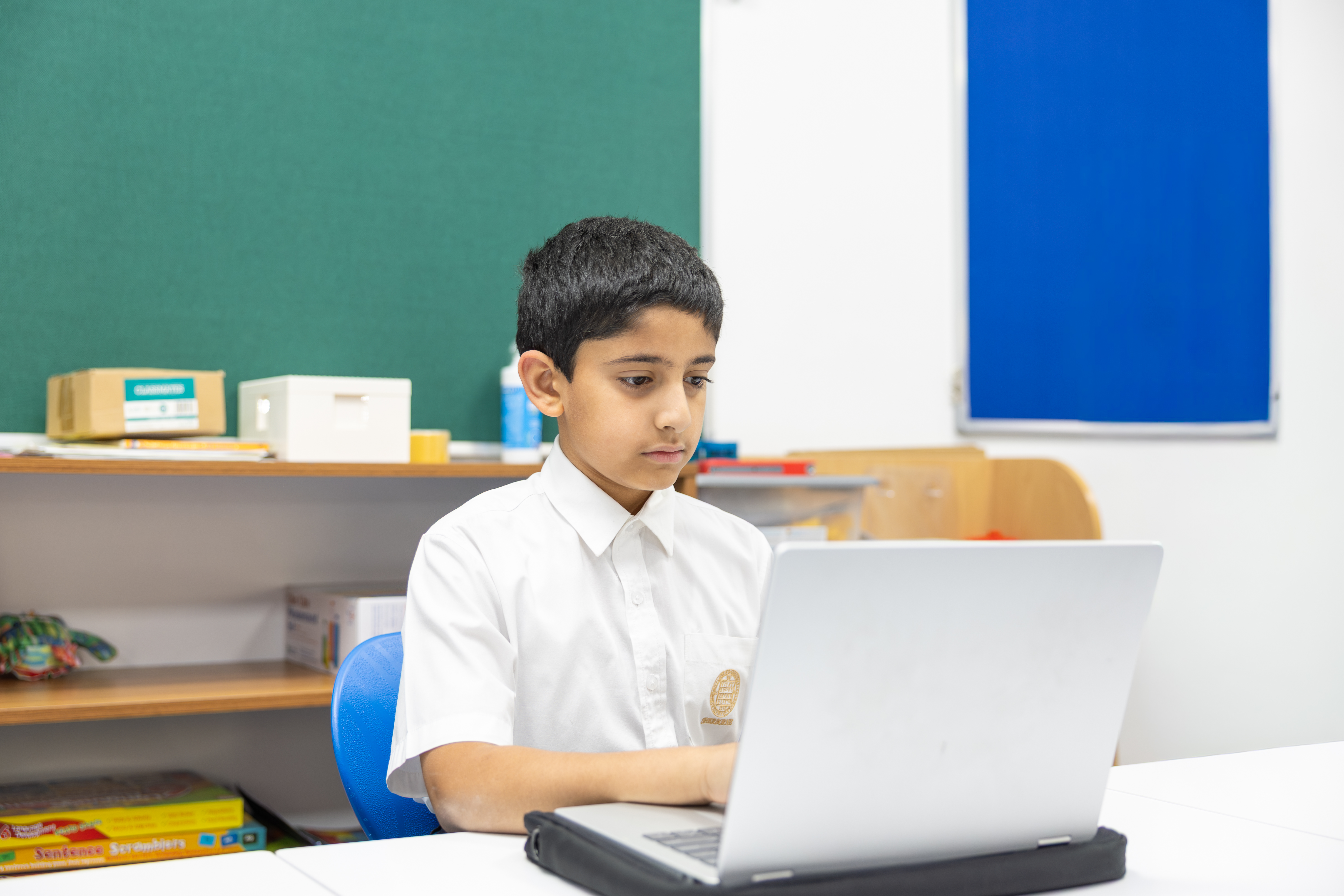 Pupils learning computer and technology skills